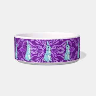 Majestic Blue Rabbit Mandala Purple Pet Bowl ボウル