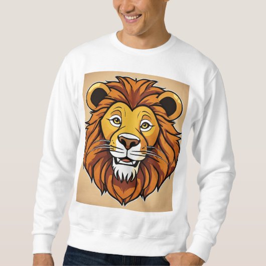Majestic Cartoon Lion Head | Bold Safari King  スウェットシャツ (正面)