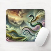 Majestic Celestial Dragon Over Fantasy Mountains マウスパッド (マウス)