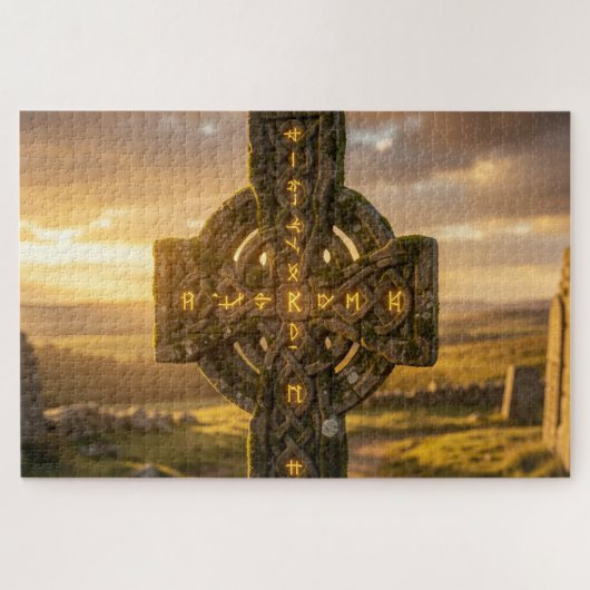 Majestic Celtic Stone Cross Jigsaw Puzzle ジグソーパズル (横)