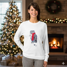 Majestic Christmas Owl Snowy Winter T-Shirt Tシャツ