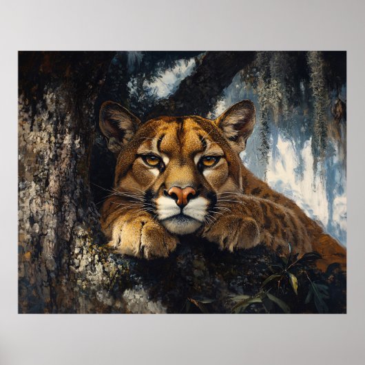 Majestic Cougar in Forest ポスター (正面)