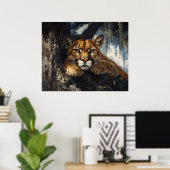 Majestic Cougar in Forest ポスター (ホームオフィス)