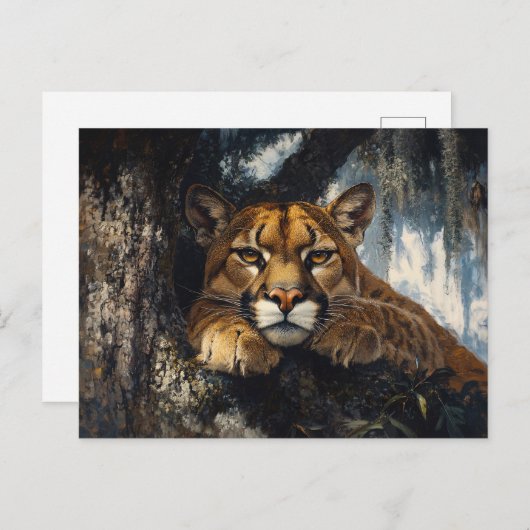 Majestic Cougar in Forest ポストカード (正面/裏面)