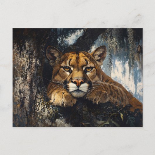 Majestic Cougar in Forest ポストカード (正面)