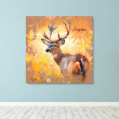 Majestic Deer in a Field of Wildflowers キャンバスプリント (インサイチュ (ウッドフロア))