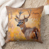 Majestic Deer in a Field of Wildflowers クッション (ブランケット)