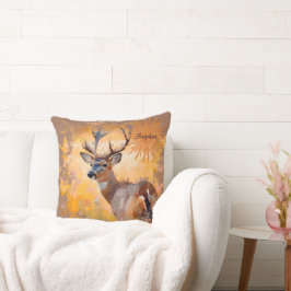 Majestic Deer in a Field of Wildflowers クッション