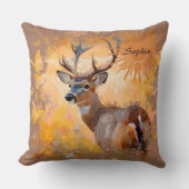 Majestic Deer in a Field of Wildflowers クッション (正面)