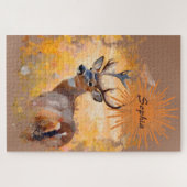 Majestic Deer in a Field of Wildflowers ジグソーパズル (横)