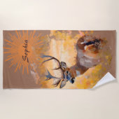 Majestic Deer in a Field of Wildflowers ビーチタオル (正面)