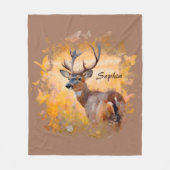 Majestic Deer in a Field of Wildflowers フリースブランケット (正面)