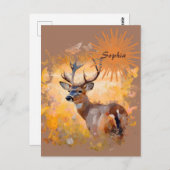 Majestic Deer in a Field of Wildflowers ポストカード (正面/裏面)