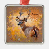 Majestic Deer in a Field of Wildflowers メタルオーナメント (正面)
