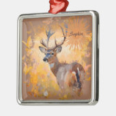 Majestic Deer in a Field of Wildflowers メタルオーナメント (左)