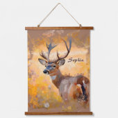 Majestic Deer in a Field of Wildflowers 吊り下げ型タペストリー (正面)
