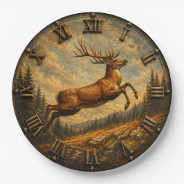 Majestic Deer Rustic Wildlife Jumping Buck Hunting ペーパープレート