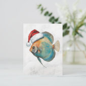 Majestic Discus Fish in Santa Hat Watercolor シーズンポストカード (スタンド正面)