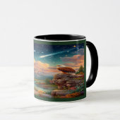 Majestic Eagle Cosmic Sky Mountain Mug マグカップ (正面右)