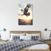 Majestic Eagle Flying at Sunset キャンバスプリント (インサイチュ (寝室))