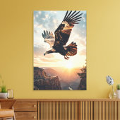 Majestic Eagle Flying at Sunset キャンバスプリント (インサイチュ (リビング))