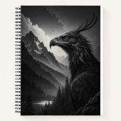 Majestic Eagle in Monochrome Mountain Landscape ノートブック (正面)