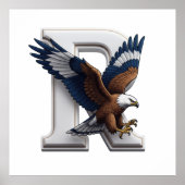 Majestic Eagle Mascot Overlapping 3D Letter R ポスター (正面)