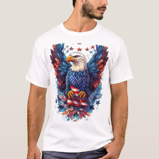 Majestic eagle spreads wings with patriotic power. tシャツ