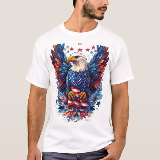 Majestic eagle spreads wings with patriotic power. tシャツ (正面)