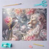 Majestic Elegant  Floral Lion Head & Bird 薄葉紙 (クラフト)