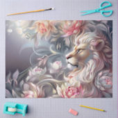 Majestic Elegant  Floral Lion Head Decoupage  薄葉紙 (クラフト)