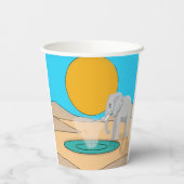 Majestic Elephant Sunset Lake Whimsical Cups 紙コップ (裏面)