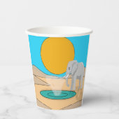 Majestic Elephant Sunset Lake Whimsical Cups 紙コップ (正面)