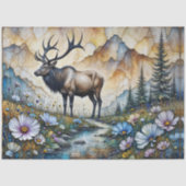 Majestic Elk in floral mountain valley 薄葉紙 (正面)
