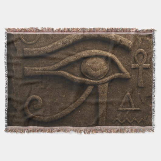 Majestic Eye of Horus Pharaonic Throw Blanket スローブランケット (正面)