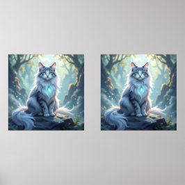 **Majestic Fantasy Cat with Mystical Aura – High F