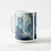 **Majestic Fantasy Cat with Mystical Aura – High F コーヒーマグカップ (正面左)