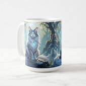 **Majestic Fantasy Cat with Mystical Aura – High F コーヒーマグカップ (正面左)