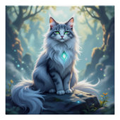**Majestic Fantasy Cat with Mystical Aura – High F ポスター (正面)