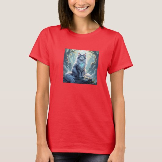 **Majestic Fantasy Cat with Mystical Aura – High F Tシャツ (正面)