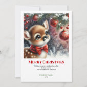 Majestic Fawn Winter Watercolor Christmas Holiday  シーズンカード (正面)