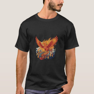 Majestic Fire Phoenix: Japanese Ukiyo-e Style Rebi Tシャツ