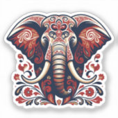 Majestic Floral Elephant - Boho Tribal Sticker シール (正面)