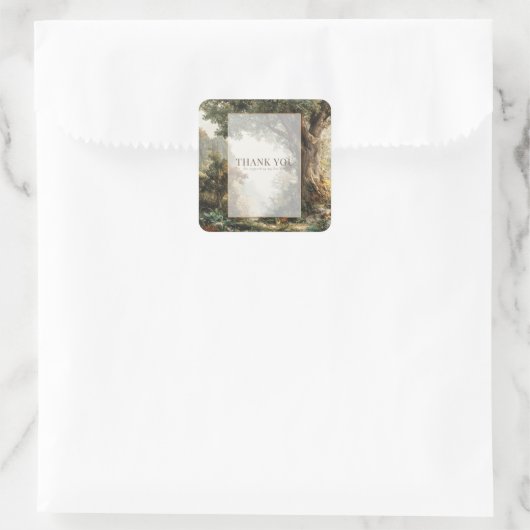 Majestic Forest Ancient Tree Gold Frame Landscape スクエアシール (バッグ)