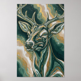 Majestic Forest Stag Fine Art Oil Painting Style  ポスター