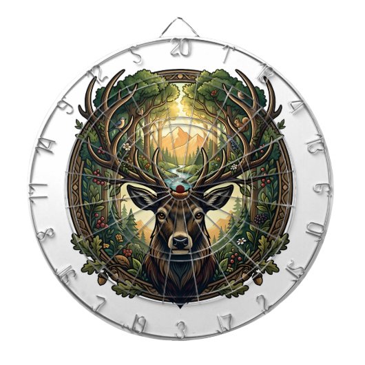 Majestic Forest Stag Nature Wildlife Art ダーツボード (正面)