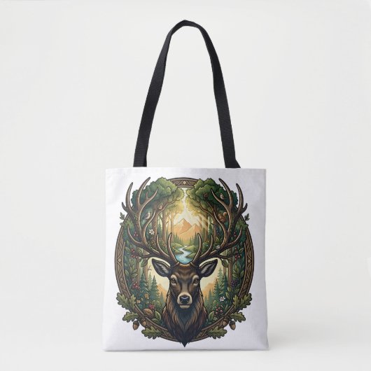 Majestic Forest Stag Nature Wildlife Art トートバッグ (正面)