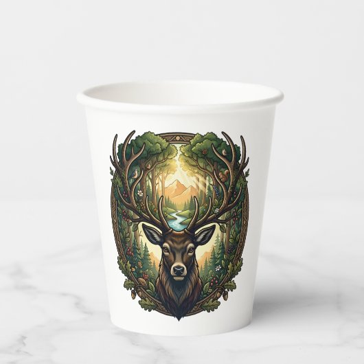 Majestic Forest Stag Nature Wildlife Art 紙コップ (正面)
