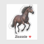 Majestic Galloping Brown Horse 3D Realistic Die-Cu シール (シート)