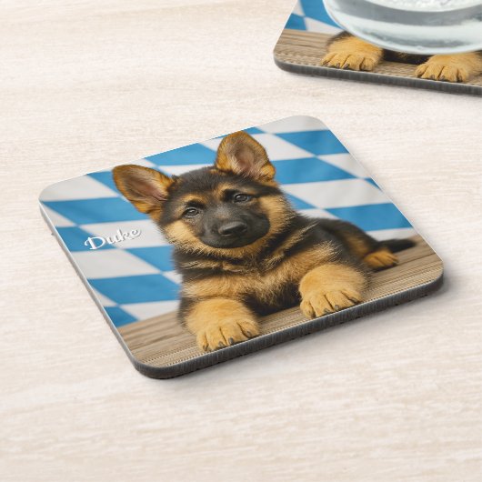 Majestic German Shepherd Personalized Coaster Set コースター (左側)